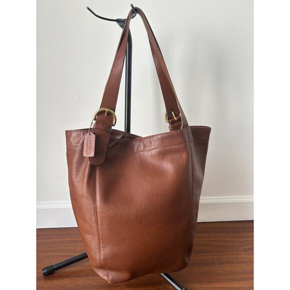 COACH Vintage 90s Duffle SOHO XL British Tan Leather tote Bag 4082 1996 PLS READ - Picture 1 of 15